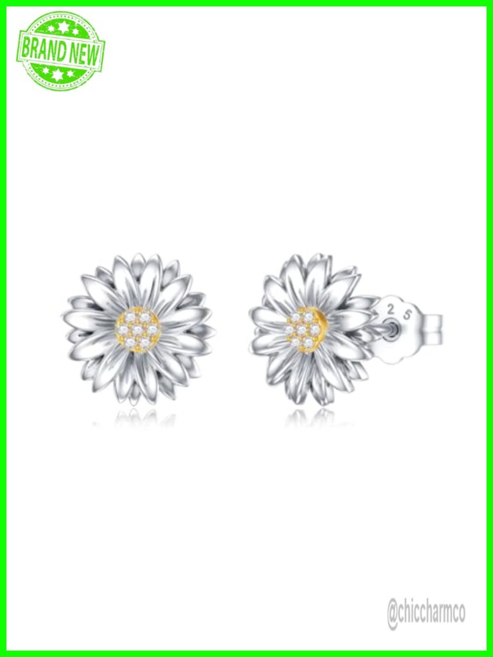 925 Sterling Silver Lab Grown Diamond Daisy Stud Earrings for Women